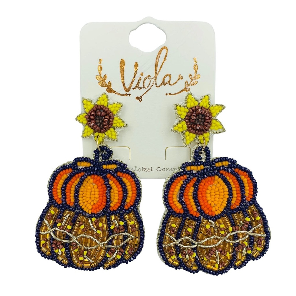Fall pumpkin earrings - Picture 2 of 2